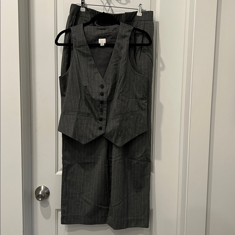 a new day Grey Pinstripe Vest & Pants